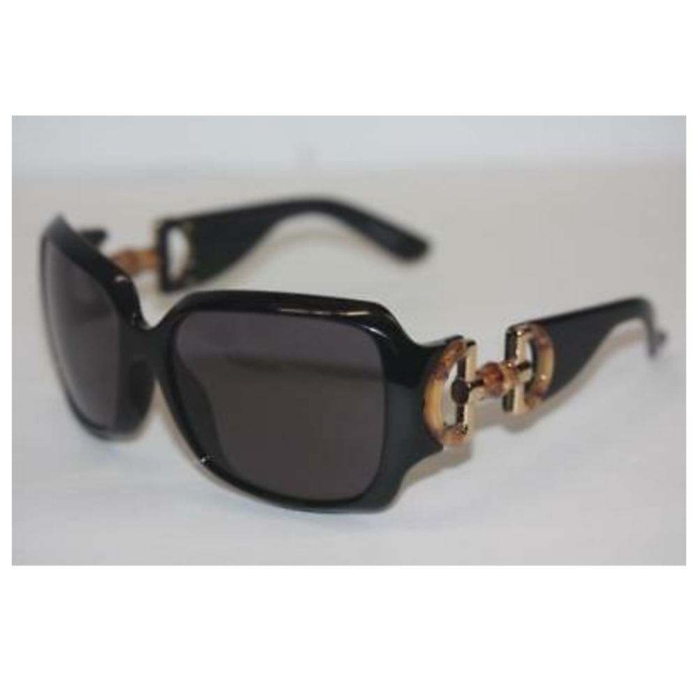 GUCCI Black Frame Bamboo Horsebit Sunglasses